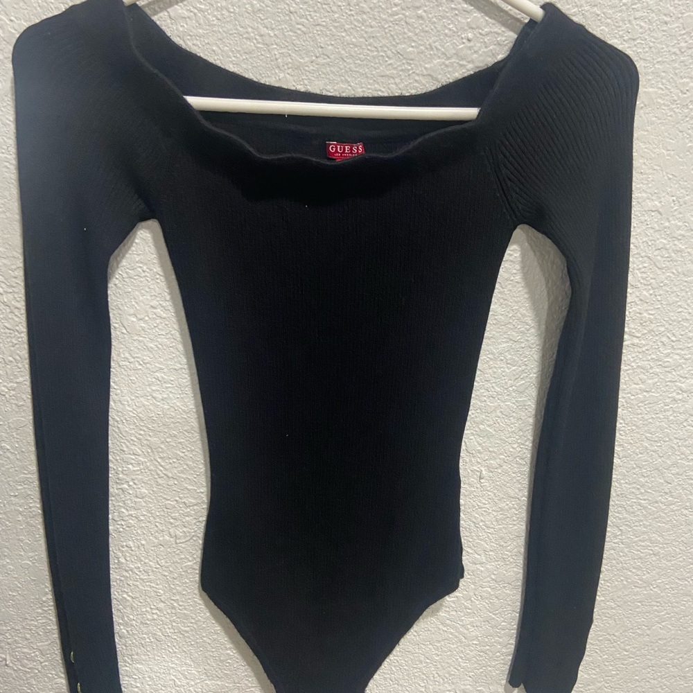 Guess Black Ribbed Top
